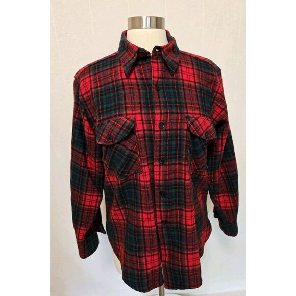 Woolrich Womes Vintage Button Down Wool Flannel Shirt Size Large Red - Picture 1 of 8